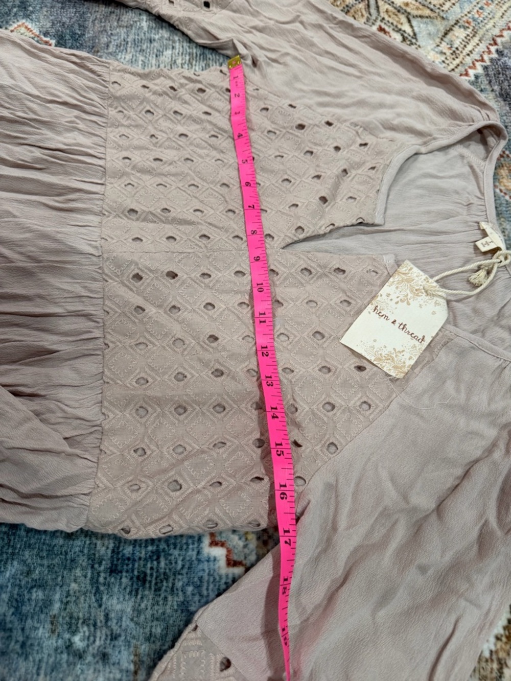 Hem & Thread Mauve Eyelet Peasant Tunic - Picture 3 of 7
